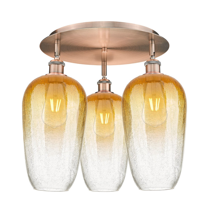 Innovations 516-3C-AC-G484-7AM Three Light Semi-Flush Mount, Antique Copper