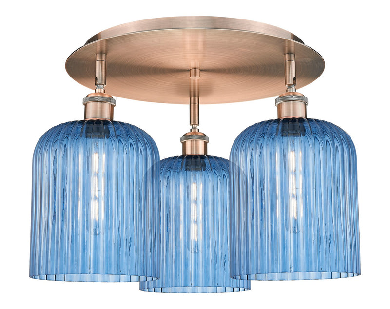 Innovations 516-3C-AC-G559-8BL Three Light Semi-Flush Mount, Antique Copper