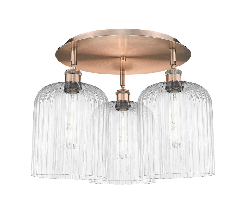 Innovations 516-3C-AC-G559-8CL Three Light Semi-Flush Mount, Antique Copper