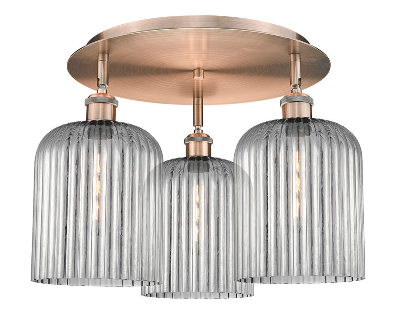 Innovations 516-3C-AC-G559-8SM Three Light Semi-Flush Mount, Antique Copper