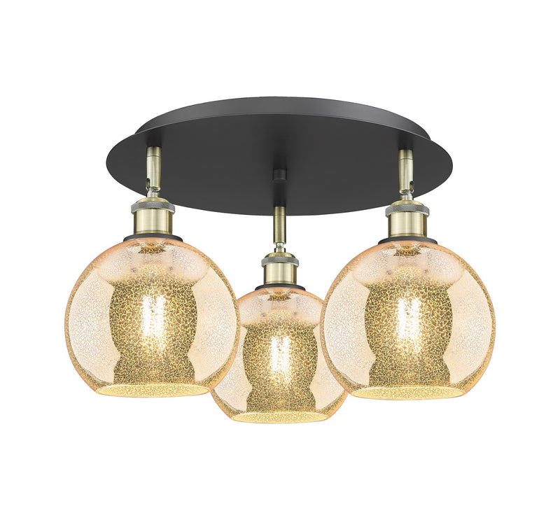 Innovations 516-3C-BAB-G128-8 Three Light Semi-Flush Mount, Black Antique Brass