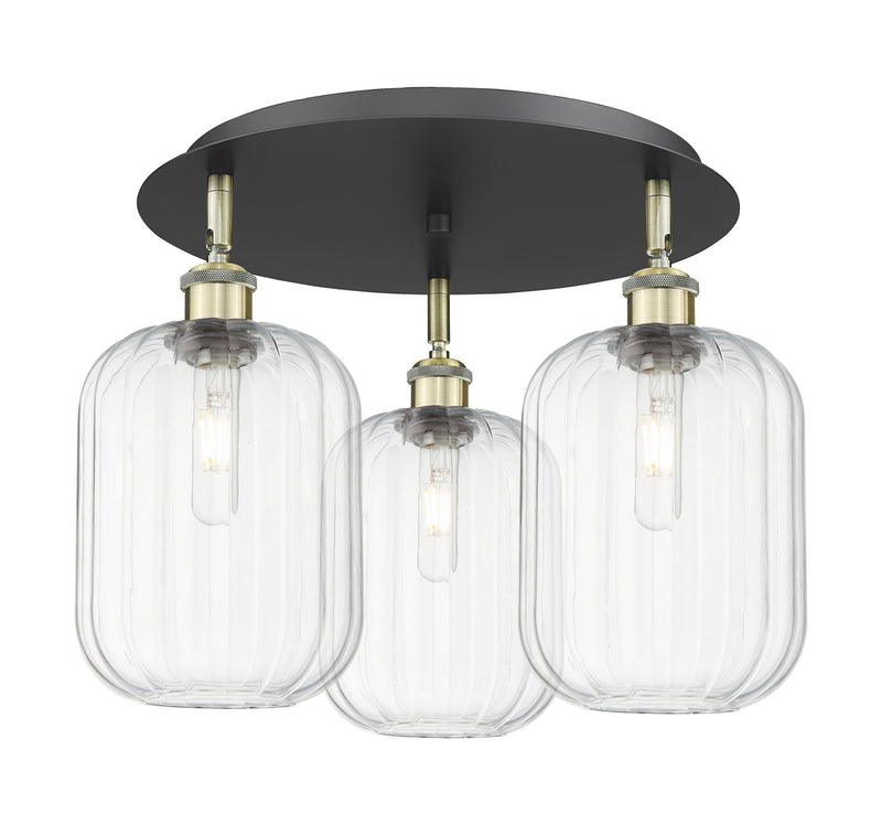Innovations 516-3C-BAB-G460-7CL Three Light Semi-Flush Mount, Black Antique Brass
