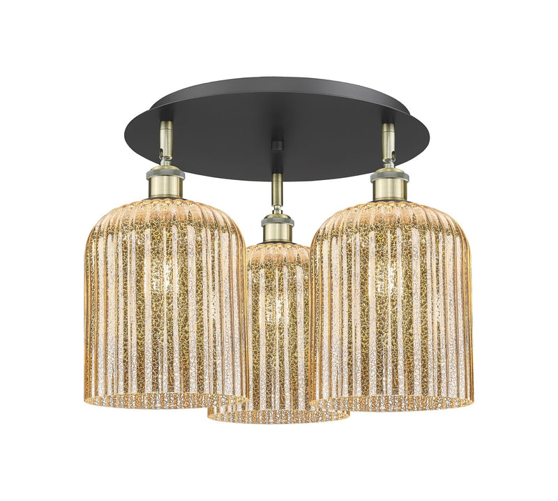 Innovations 516-3C-BAB-G559-8ME Three Light Semi-Flush Mount, Black Antique Brass