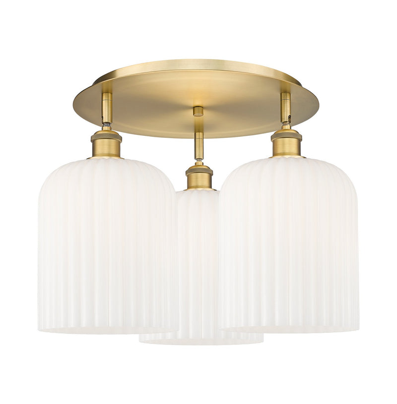 Innovations 516-3C-BB-G559-8GWH Three Light Semi-Flush Mount, Brushed Brass