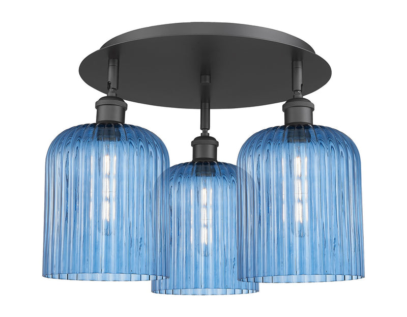 Innovations 516-3C-BK-G559-8BL Three Light Semi-Flush Mount, Matte Black