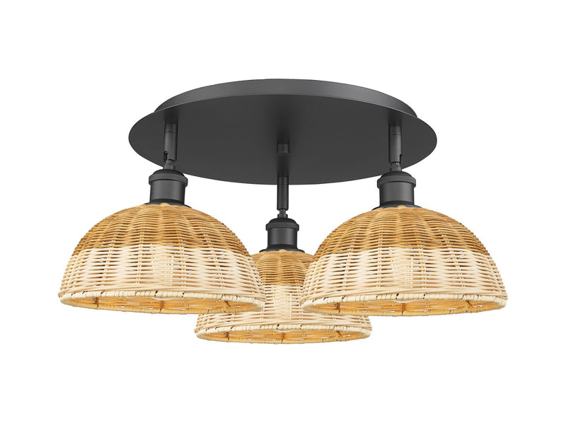 Innovations 516-3C-BK-NBD2-9-NAT Three Light Semi-Flush Mount, Matte Black