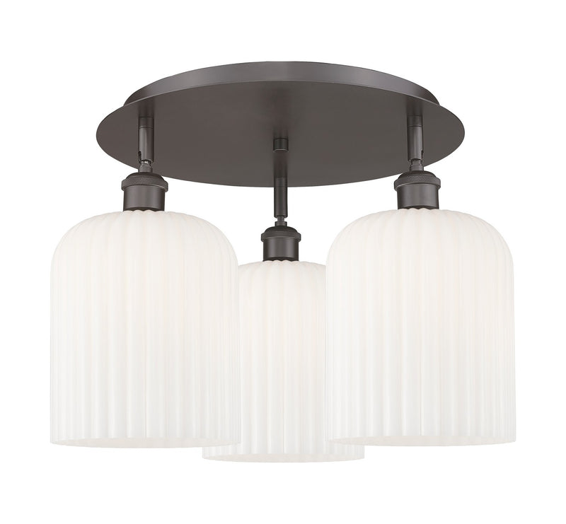 Innovations 516-3C-OB-G559-8GWH Three Light Semi-Flush Mount, Oil Rubbed Bronze