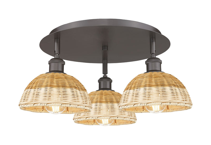 Innovations 516-3C-OB-NBD2-75-NAT Three Light Semi-Flush Mount, Oil Rubbed Bronze