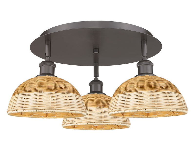 Innovations 516-3C-OB-NBD2-9-NAT Three Light Semi-Flush Mount, Oil Rubbed Bronze