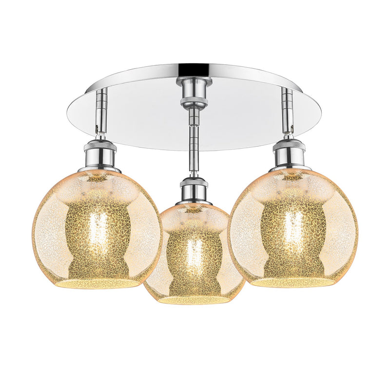 Innovations 516-3C-PC-G128-8 Three Light Semi-Flush Mount, Polished Chrome