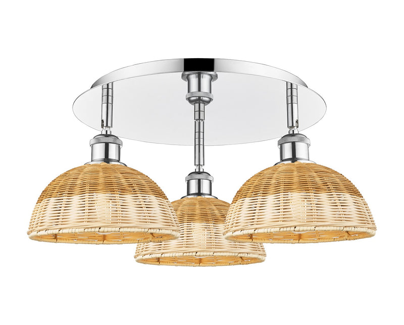 Innovations 516-3C-PC-NBD2-9-NAT Three Light Semi-Flush Mount, Polished Chrome
