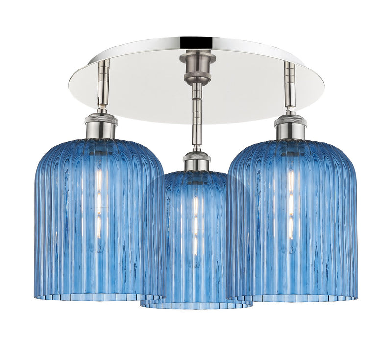 Innovations 516-3C-PN-G559-8BL Three Light Semi-Flush Mount, Polished Nickel