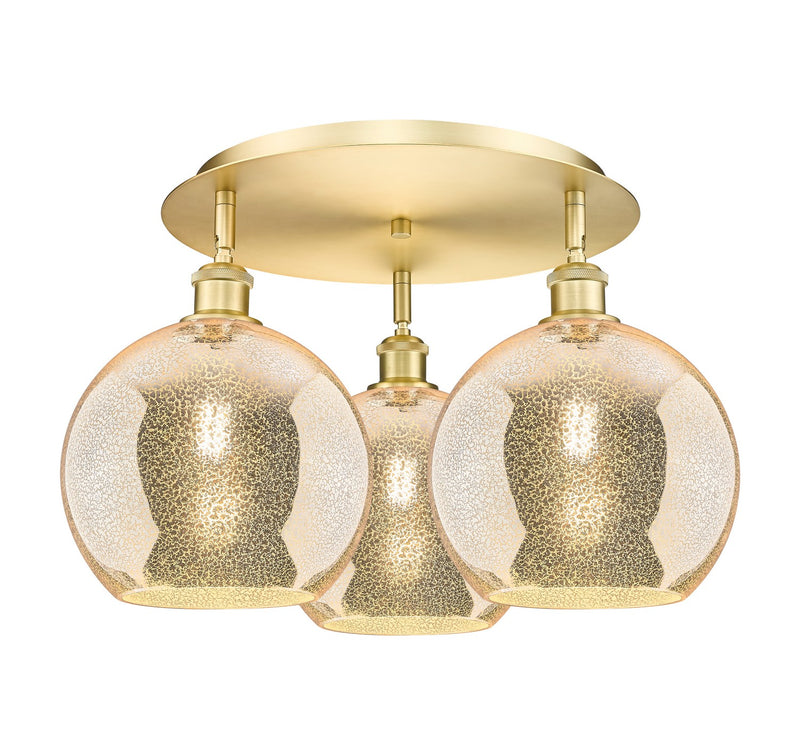 Innovations 516-3C-SG-G128-10 Three Light Semi-Flush Mount, Satin Gold