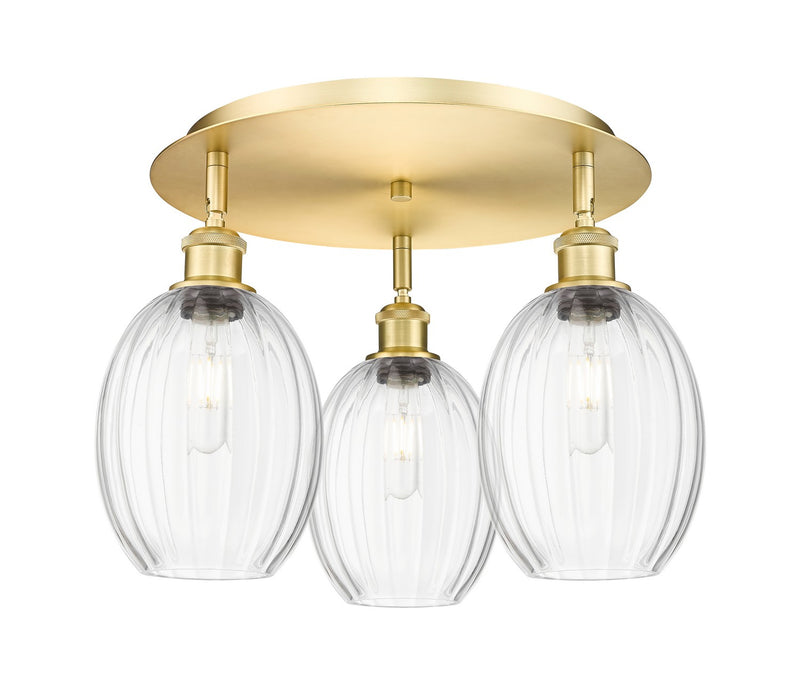 Innovations 516-3C-SG-G459-6CL Three Light Semi-Flush Mount, Satin Gold