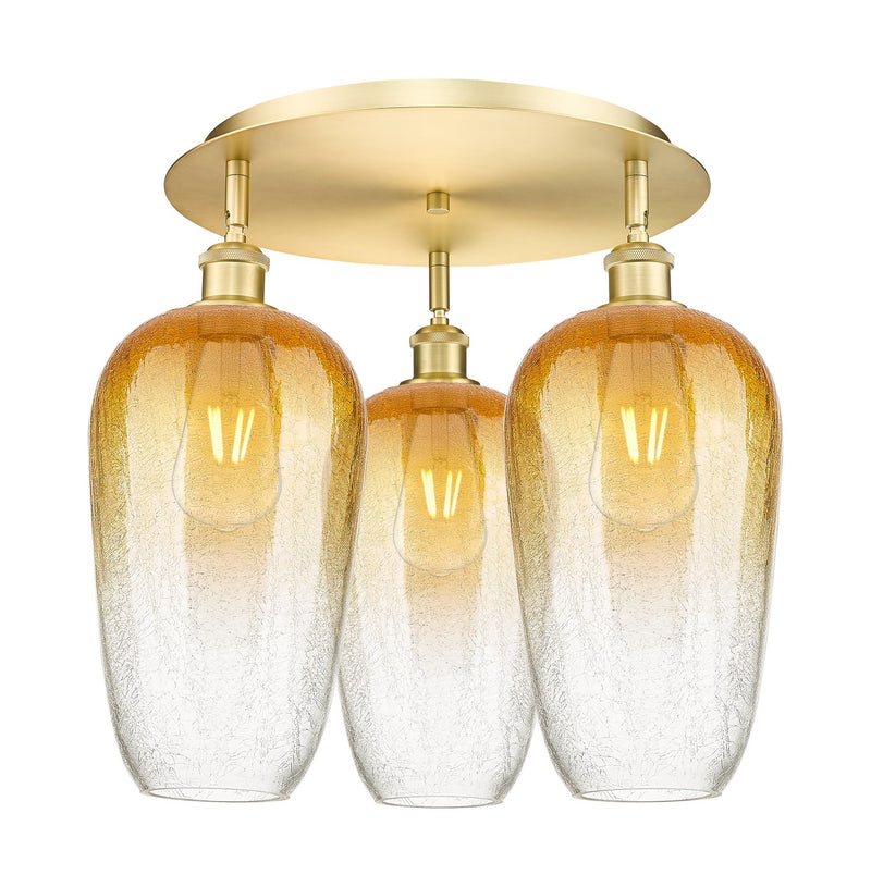 Innovations 516-3C-SG-G484-7AM Three Light Semi-Flush Mount, Satin Gold