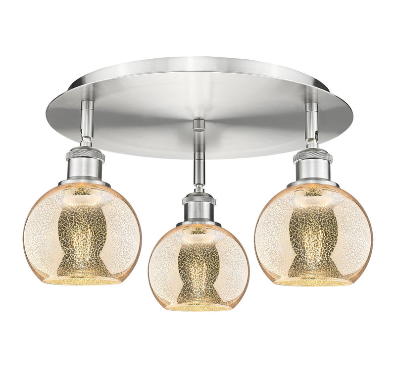 Innovations 516-3C-SN-G128-6 Three Light Semi-Flush Mount, Satin Nickel