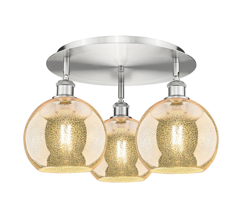 Innovations 516-3C-SN-G128-8 Three Light Semi-Flush Mount, Satin Nickel