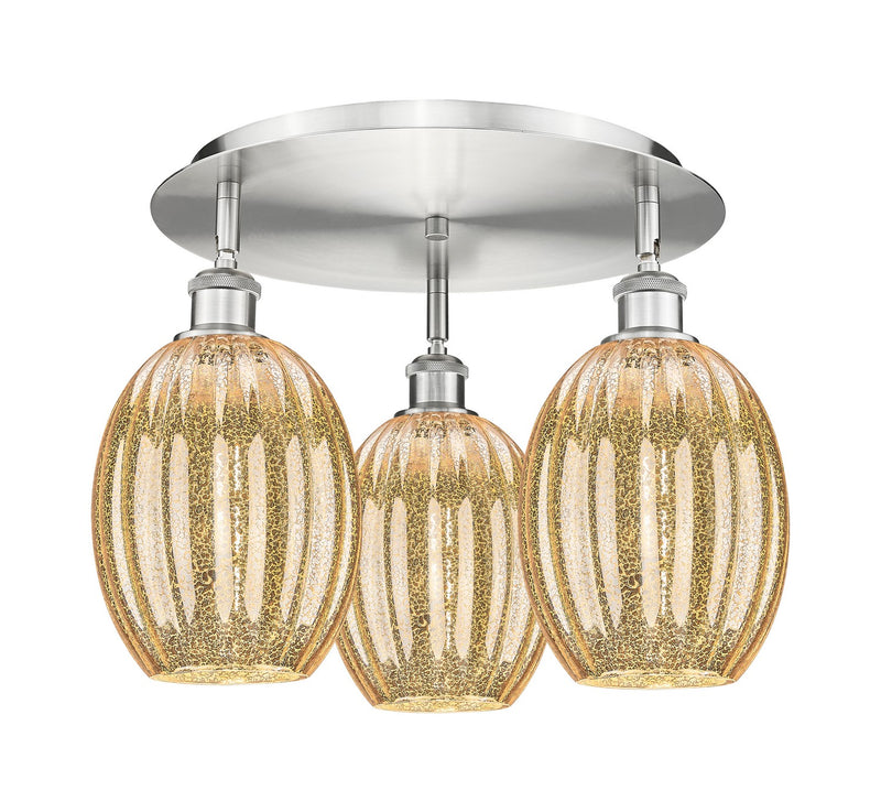 Innovations 516-3C-SN-G459-6ME Three Light Semi-Flush Mount, Satin Nickel