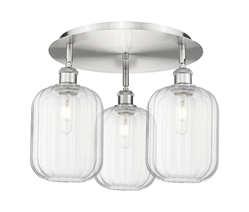 Innovations 516-3C-SN-G460-7CL Three Light Semi-Flush Mount, Satin Nickel