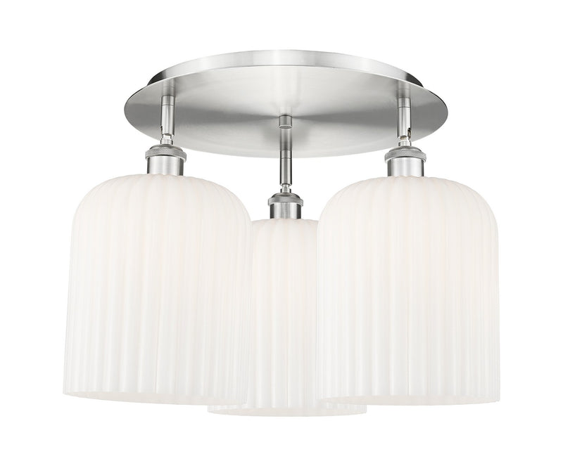 Innovations 516-3C-SN-G559-8GWH Three Light Semi-Flush Mount, Satin Nickel
