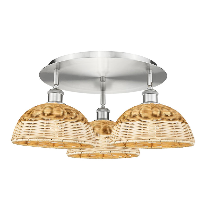 Innovations 516-3C-SN-NBD2-9-NAT Three Light Semi-Flush Mount, Satin Nickel