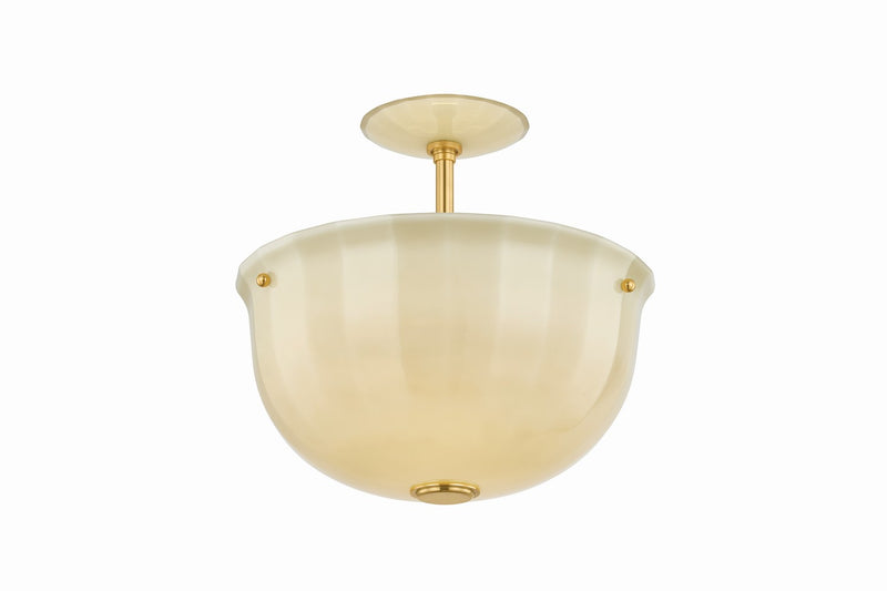 Hudson Valley 3115-AGB One Light Semi Flush Mount, Aged Brass