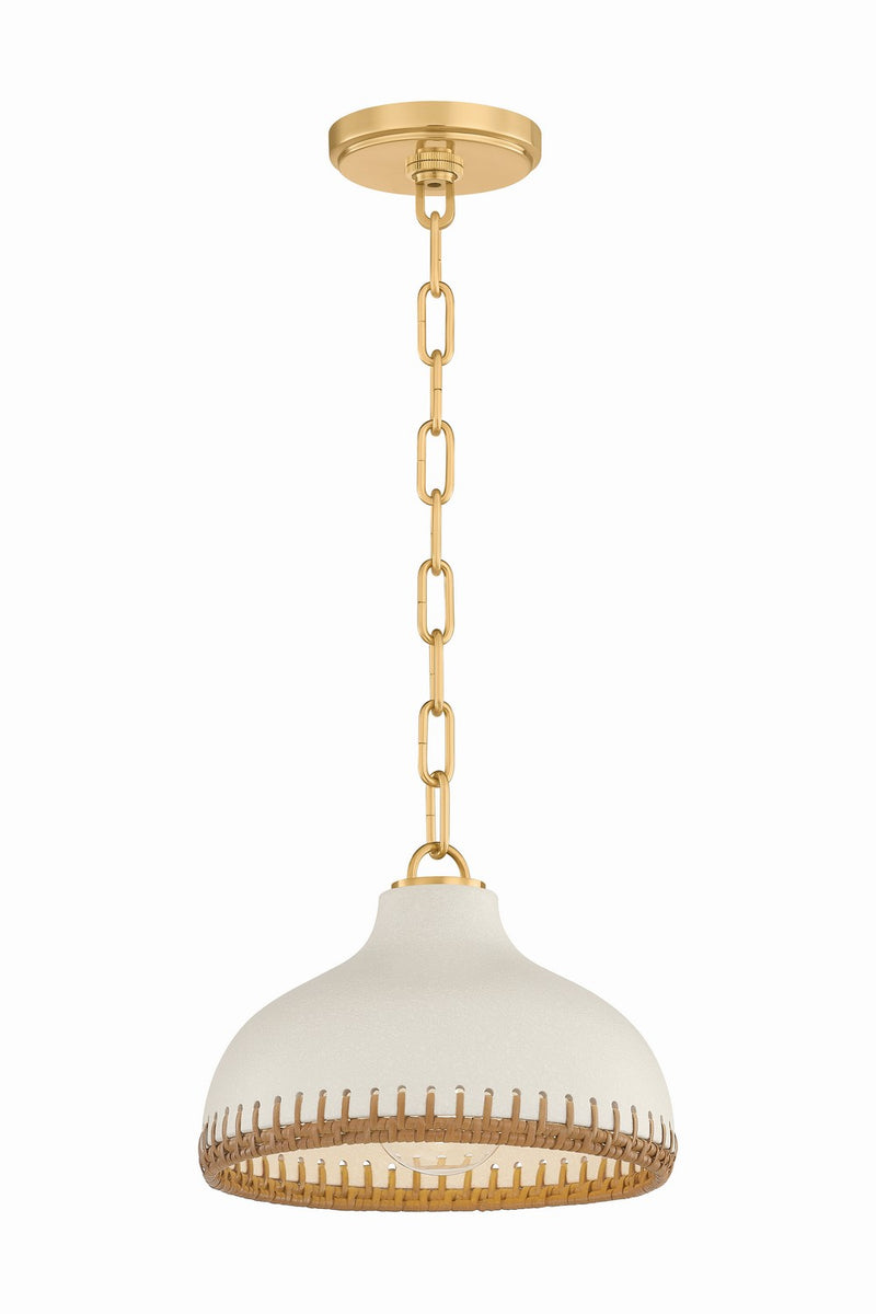 Hudson Valley 5314-AGB/CCP One Light Pendant, Aged Brass
