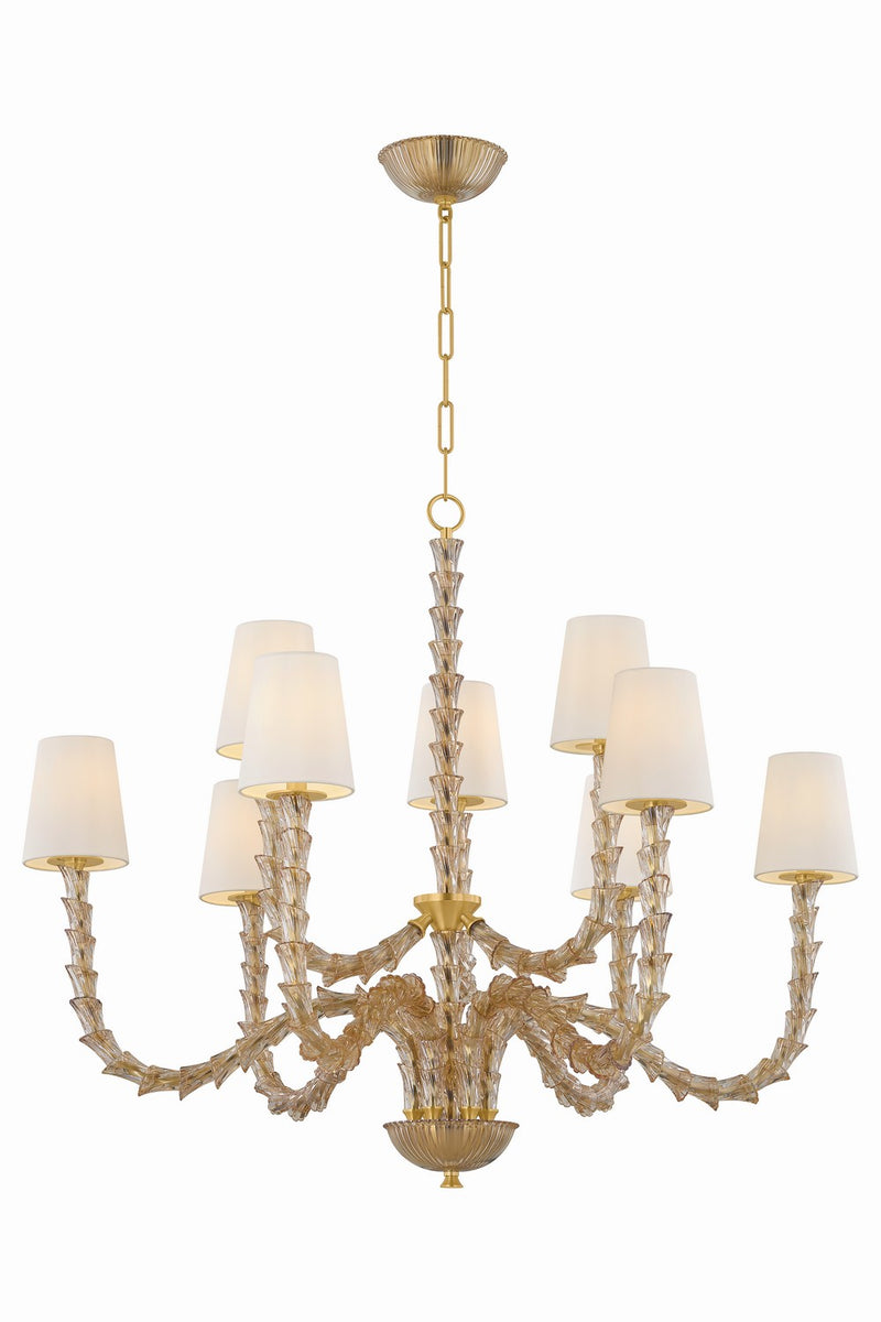 Hudson Valley 6849-AGB Nine Light Chandelier, Aged Brass