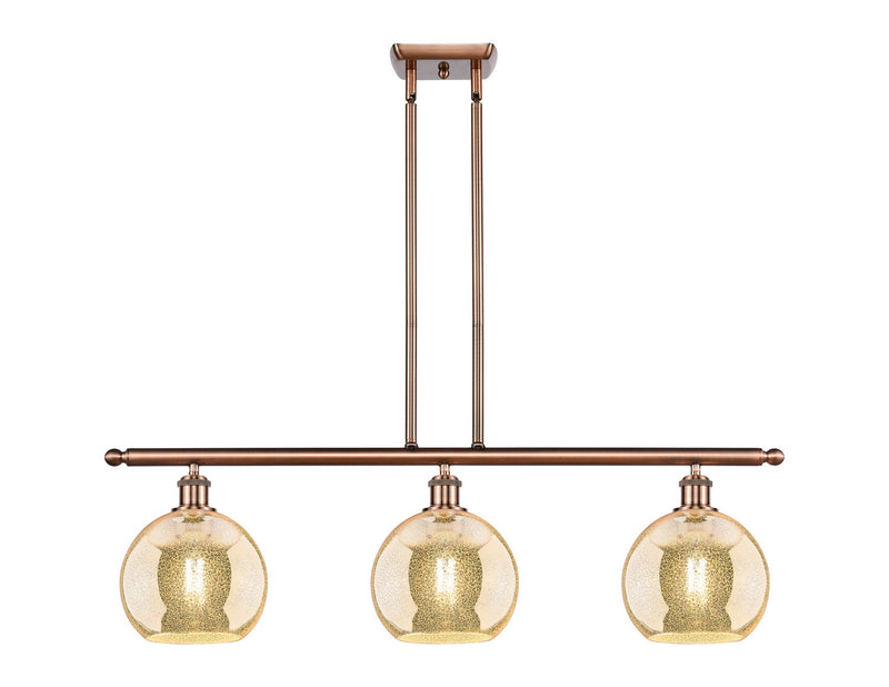 Innovations 516-3I-AC-G128-8 Three Light Island Pendant, Antique Copper