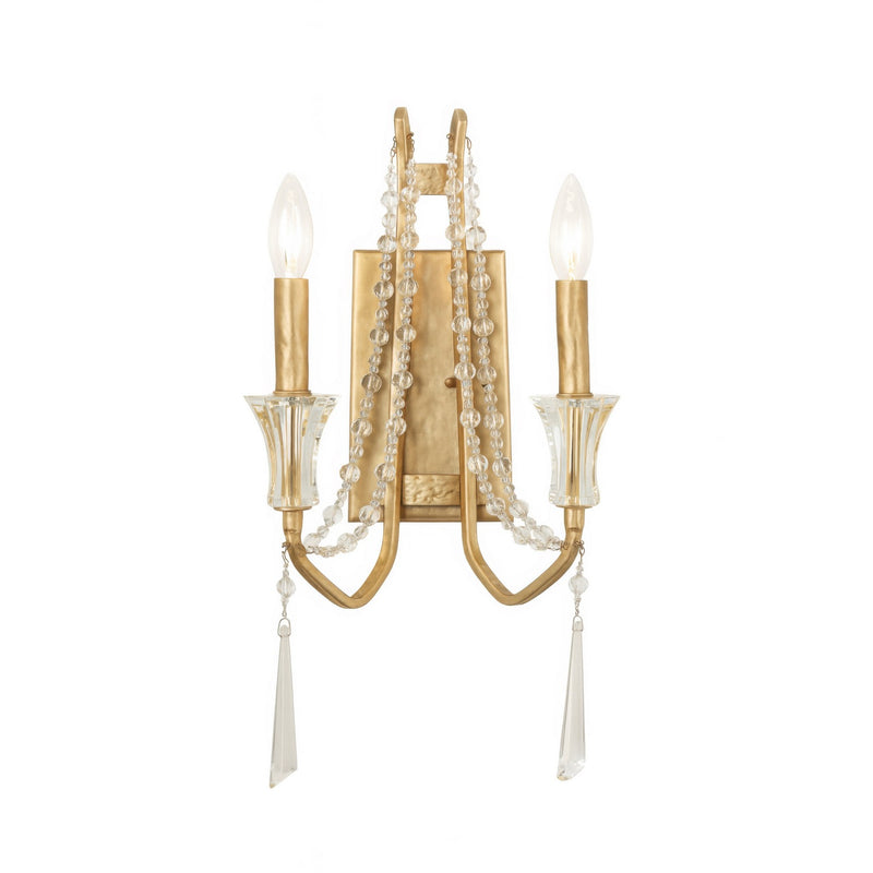 Varaluz 270W02BK Two Light Wall Sconce, Brass Kisser