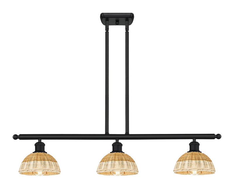 Innovations 516-3I-BK-NBD2-75-NAT Three Light Island Pendant, Matte Black
