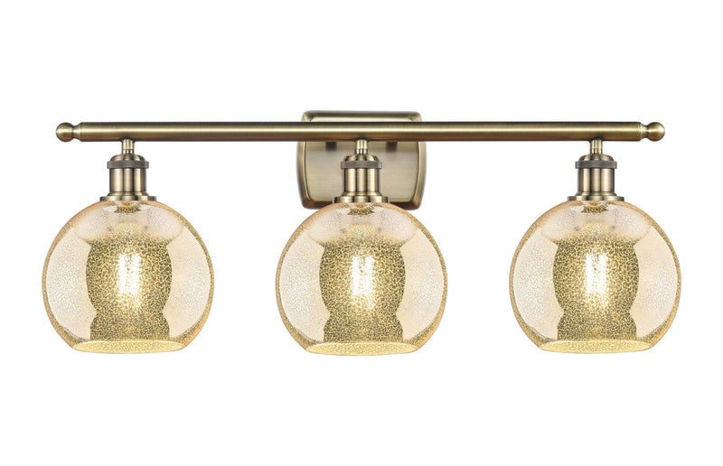 Innovations 516-3W-AB-G128-8 Three Light Bath Vanity, Antique Brass