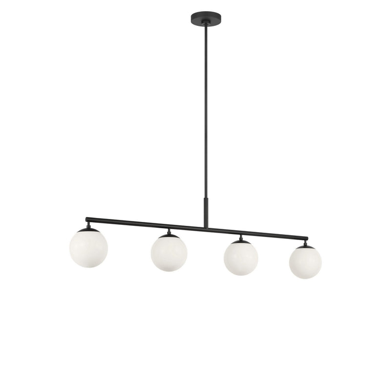 Generation Lighting GLC1814MBK Four Light Linear Chandelier, Midnight Black
