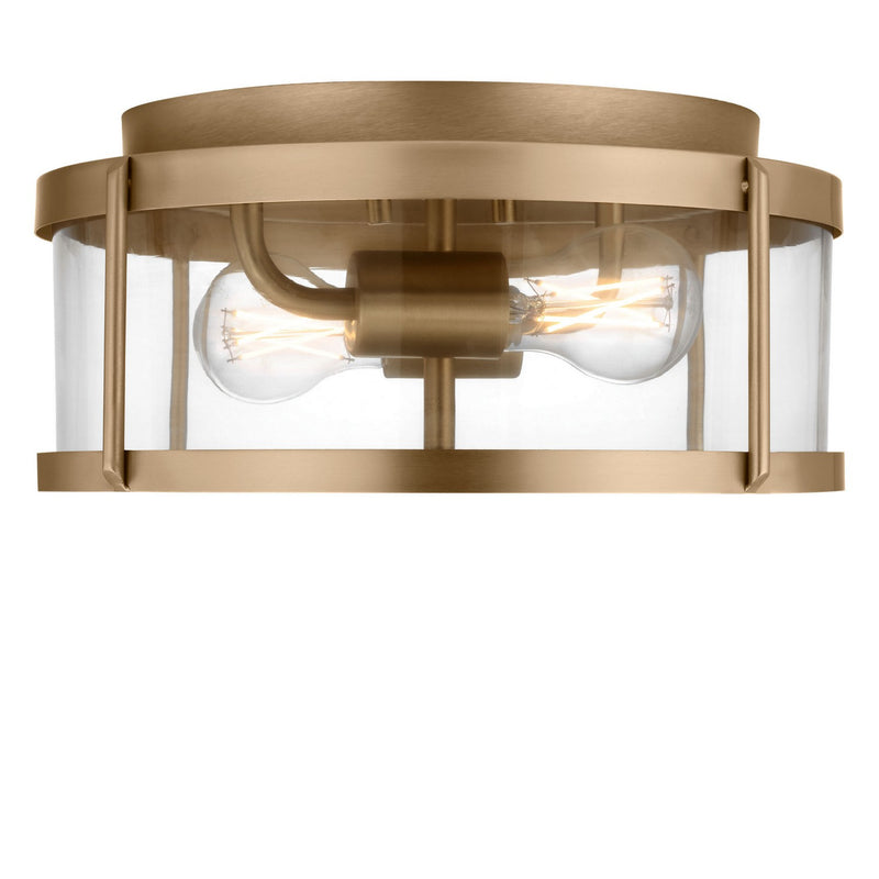 Generation Lighting GLF1732SBE Two Light Flush Mount, Satin Brass