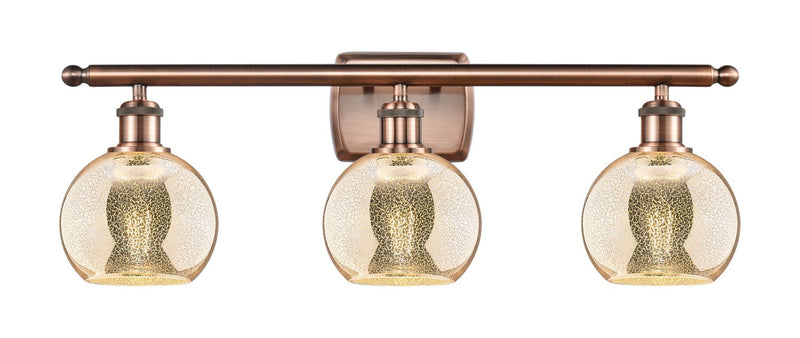 Innovations 516-3W-AC-G128-6 Three Light Bath Vanity, Antique Copper