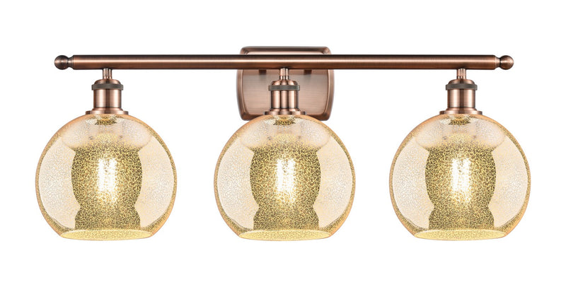 Innovations 516-3W-AC-G128-8 Three Light Bath Vanity, Antique Copper