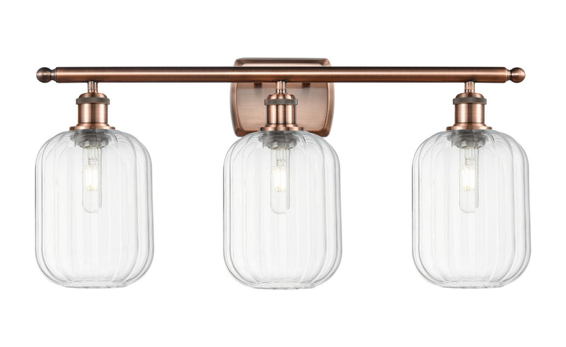 Innovations 516-3W-AC-G460-7CL Three Light Bath Vanity, Antique Copper