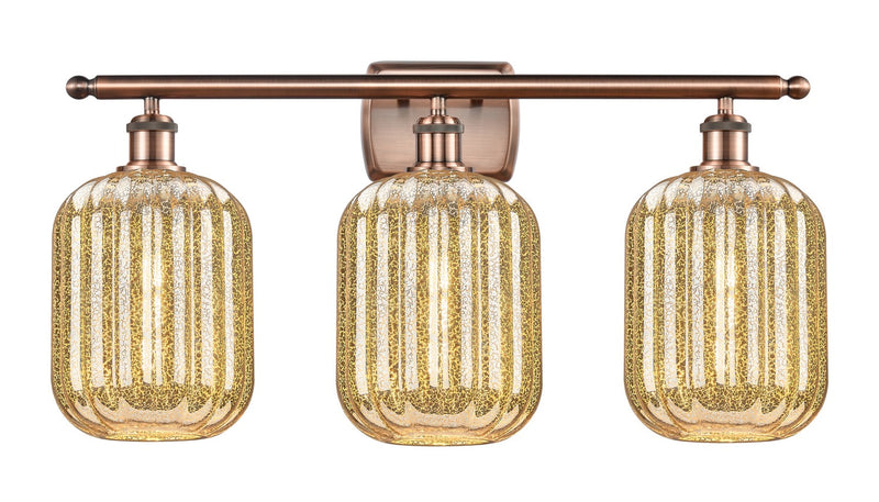 Innovations 516-3W-AC-G460-7ME Three Light Bath Vanity, Antique Copper