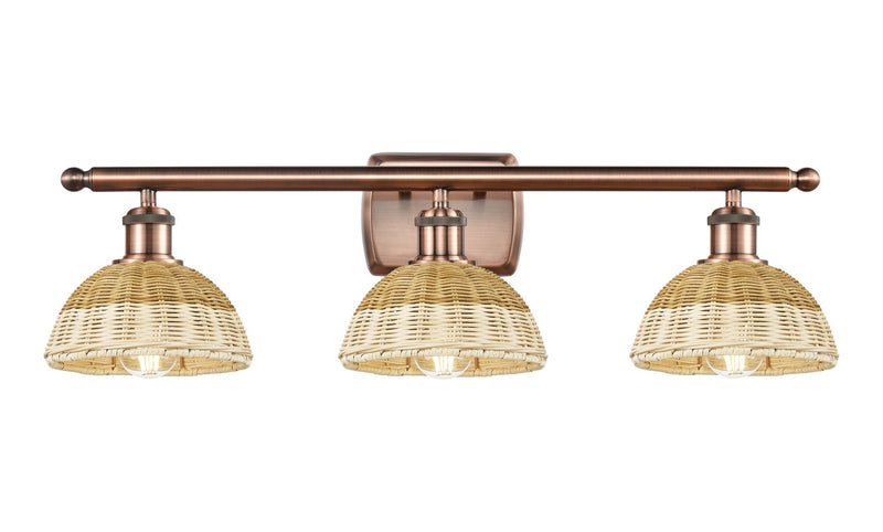 Innovations 516-3W-AC-NBD2-75-NAT Three Light Bath Vanity, Antique Copper