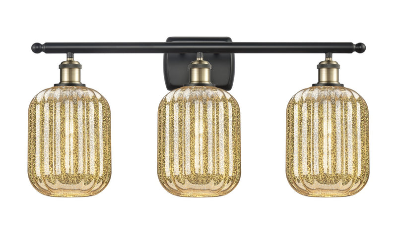 Innovations 516-3W-BAB-G460-7ME Three Light Bath Vanity, Black Antique Brass