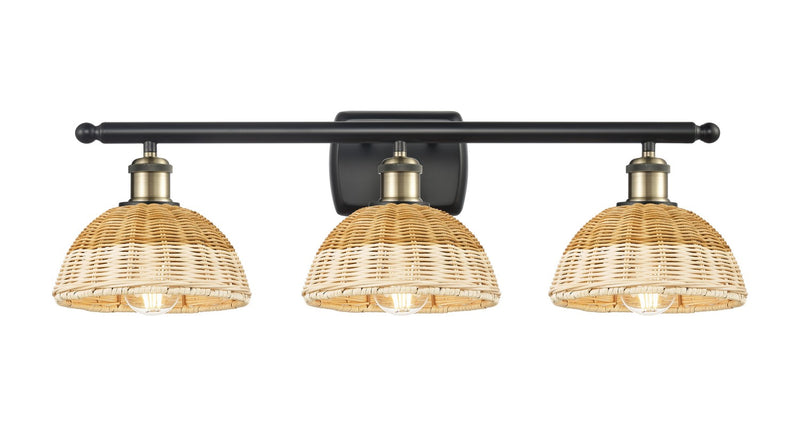 Innovations 516-3W-BAB-NBD2-75-NAT Three Light Bath Vanity, Black Antique Brass