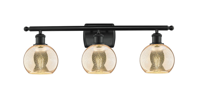 Innovations 516-3W-BK-G128-6 Three Light Bath Vanity, Matte Black