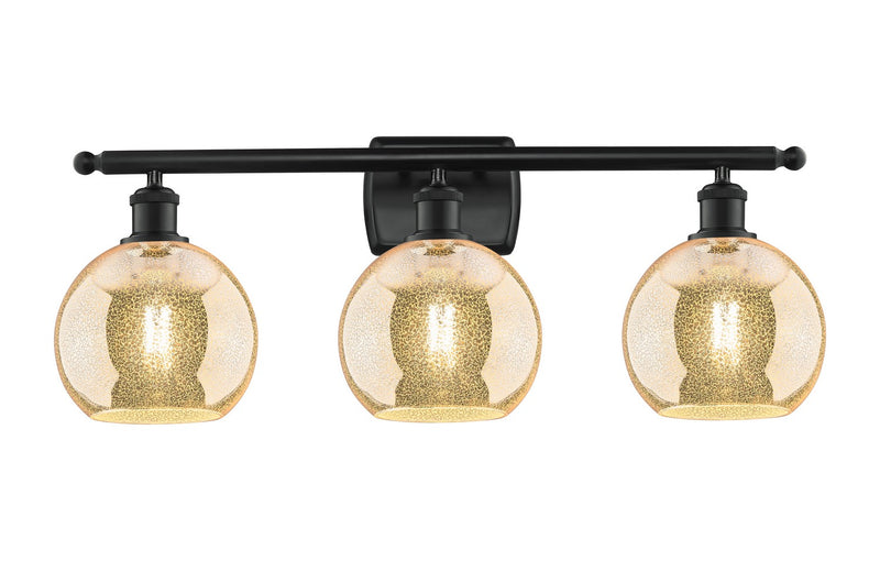 Innovations 516-3W-BK-G128-8 Three Light Bath Vanity, Matte Black