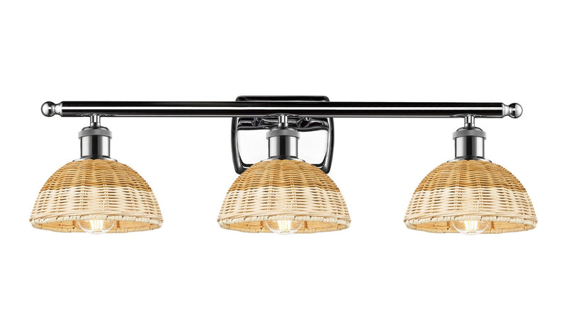 Innovations 516-3W-PC-NBD2-75-NAT Three Light Bath Vanity, Polished Chrome