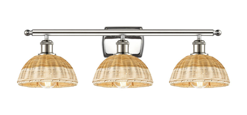 Innovations 516-3W-PN-NBD2-75-NAT Three Light Bath Vanity, Polished Nickel