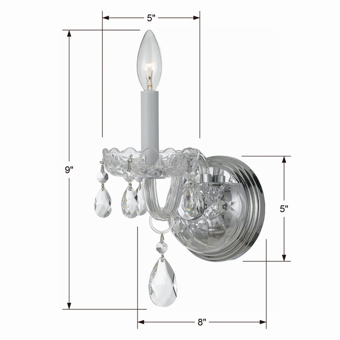 Crystorama 1031-CH-CL-SAQ One Light Wall Sconce, Polished Chrome