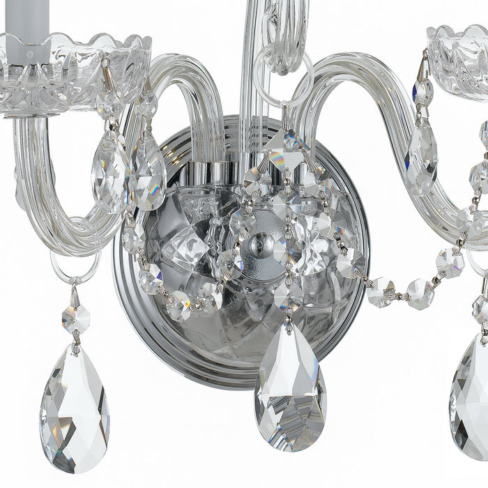 Crystorama 1032-CH-CL-SAQ Two Light Wall Sconce, Polished Chrome