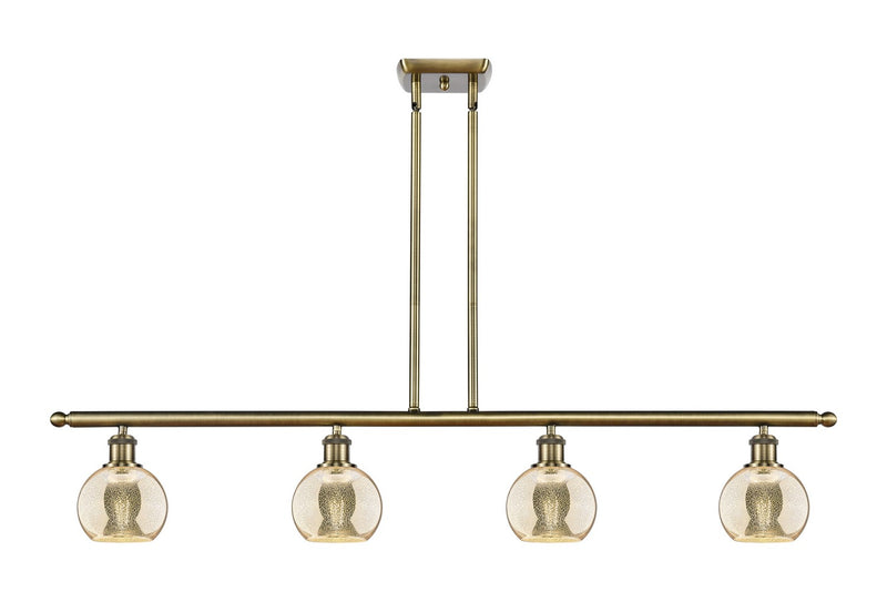 Innovations 516-4I-AB-G128-6 Four Light Island Pendant, Antique Brass