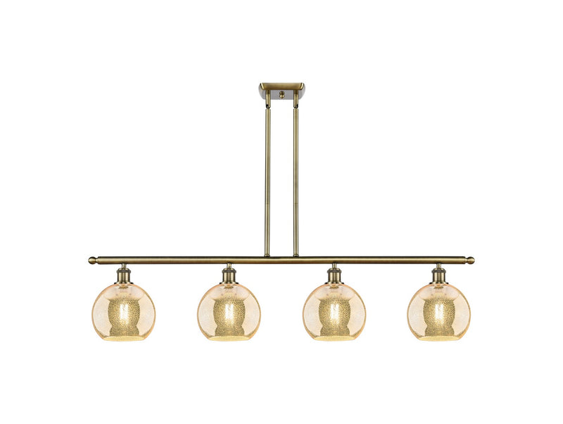 Innovations 516-4I-AB-G128-8 Four Light Island Pendant, Antique Brass