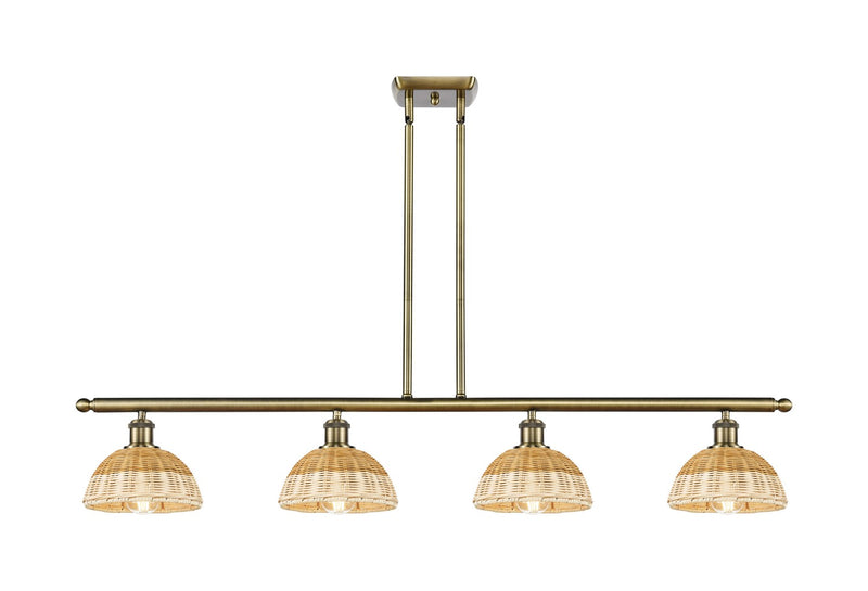 Innovations 516-4I-AB-NBD2-9-NAT Four Light Island Pendant, Antique Brass